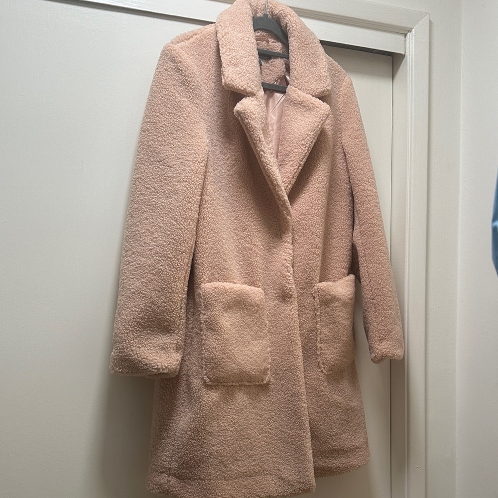 French Connection Women's Pink Teddy Jacket